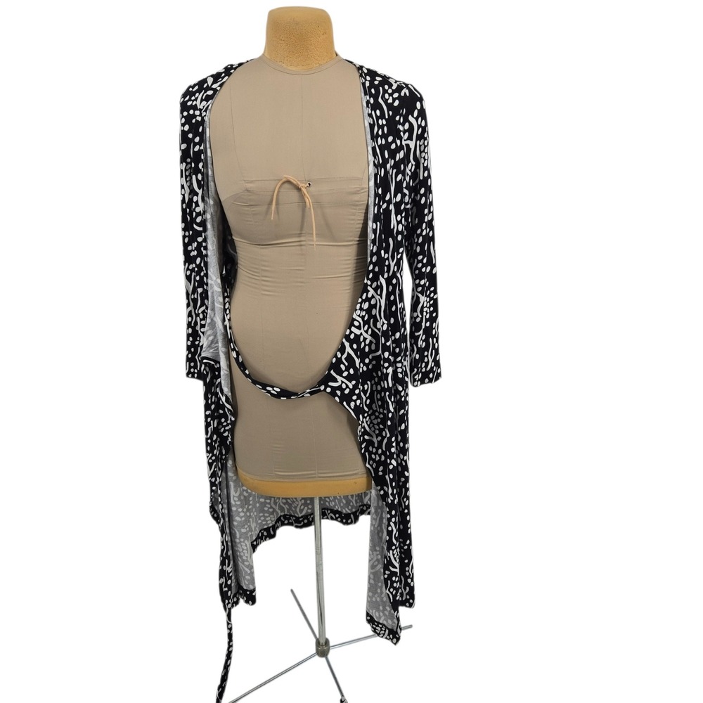 Diane Von Furstenberg Wrap Dress XL Black White Abstract Long Sleeve DVF Target - Picture 5 of 10